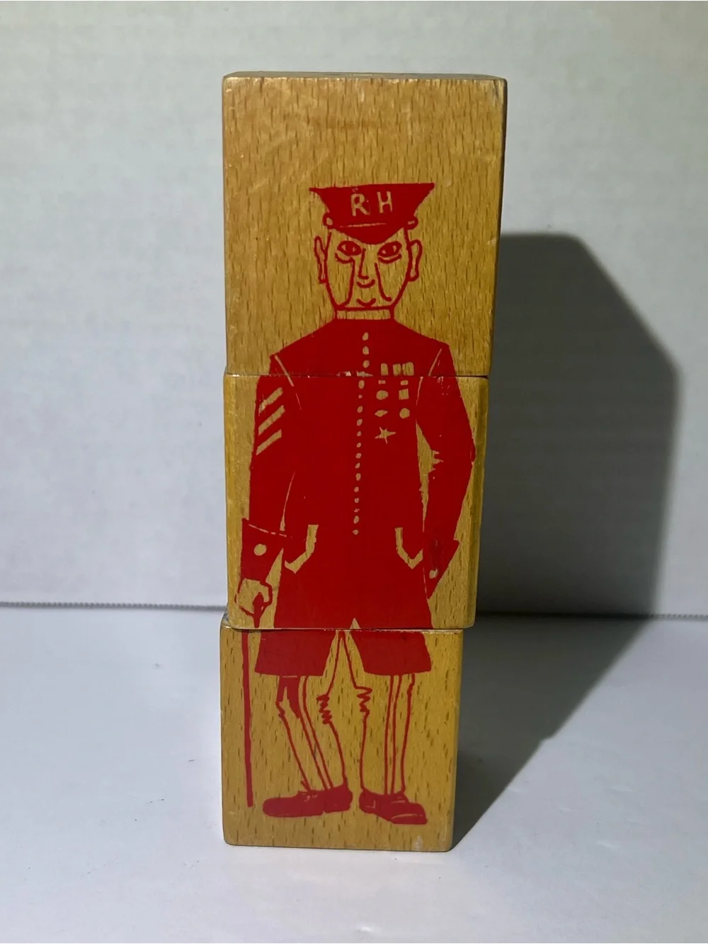 Vintage Lighthouse Toys Malta Wooden Mix & Match Character Block Puzzle